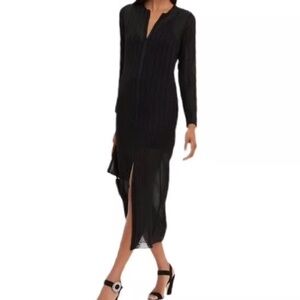 DATE NIGHT ALEXIS ROCHELLE Long sleeve sheer Beaded Midi Dress zipper front